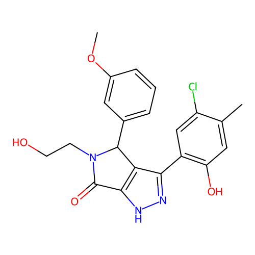 3-(5-chloro-2-hydroxy-4-methylphenyl)-5-(2-hydroxyethyl)-4-(3-methoxyphenyl)-4,5-dihydropyrrolo[3,4-c]pyrazol-6(2H)-one structure