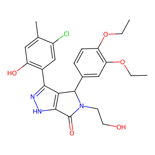 3-(5-chloro-2-hydroxy-4-methylphenyl)-4-(3,4-diethoxyphenyl)-5-(2-hydroxyethyl)-4,5-dihydropyrrolo[3,4-c]pyrazol-6(2H)-one structure