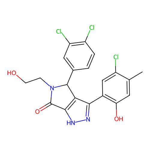 3-(5-chloro-2-hydroxy-4-methylphenyl)-4-(3,4-dichlorophenyl)-5-(2-hydroxyethyl)-4,5-dihydropyrrolo[3,4-c]pyrazol-6(2H)-one structure