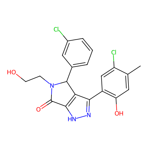 3-(5-chloro-2-hydroxy-4-methylphenyl)-4-(3-chlorophenyl)-5-(2-hydroxyethyl)-4,5-dihydropyrrolo[3,4-c]pyrazol-6(2H)-one structure