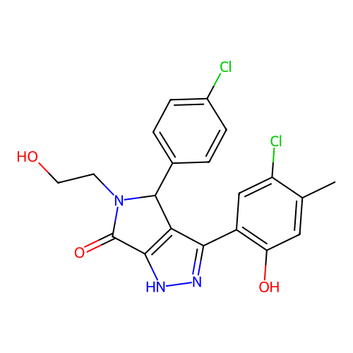 3-(5-chloro-2-hydroxy-4-methylphenyl)-4-(4-chlorophenyl)-5-(2-hydroxyethyl)-4,5-dihydropyrrolo[3,4-c]pyrazol-6(2H)-one structure