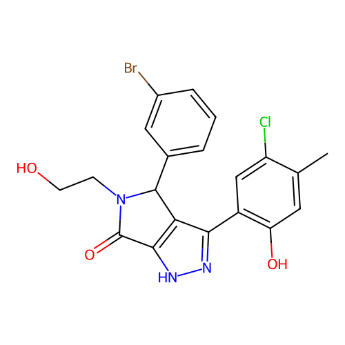 4-(3-bromophenyl)-3-(5-chloro-2-hydroxy-4-methylphenyl)-5-(2-hydroxyethyl)-4,5-dihydropyrrolo[3,4-c]pyrazol-6(2H)-one structure