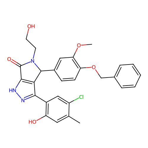 4-[4-(benzyloxy)-3-methoxyphenyl]-3-(5-chloro-2-hydroxy-4-methylphenyl)-5-(2-hydroxyethyl)-4,5-dihydropyrrolo[3,4-c]pyrazol-6(2H)-one structure
