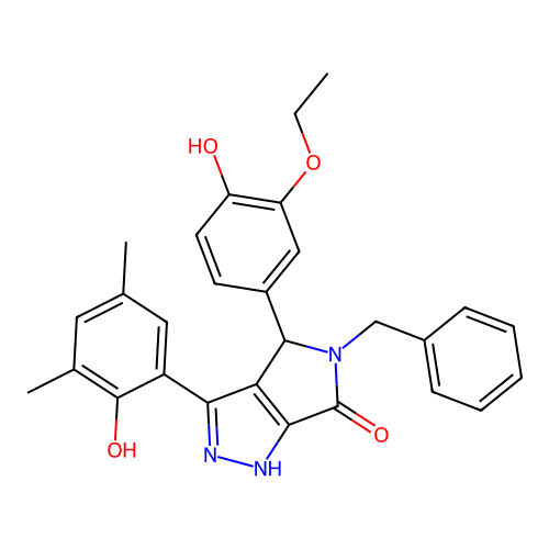 5-benzyl-4-(3-ethoxy-4-hydroxyphenyl)-3-(2-hydroxy-3,5-dimethylphenyl)-4,5-dihydropyrrolo[3,4-c]pyrazol-6(2H)-one structure