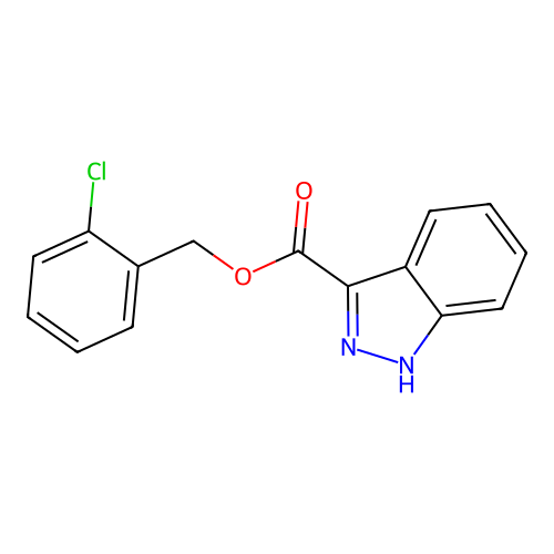 (2-chlorophenyl)methyl 1H-indazole-3-carboxylate structure