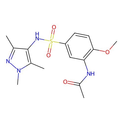 N-{2-methoxy-5-[(1,3,5-trimethyl-1H-pyrazol-4-yl)sulfamoyl]phenyl}acetamide structure