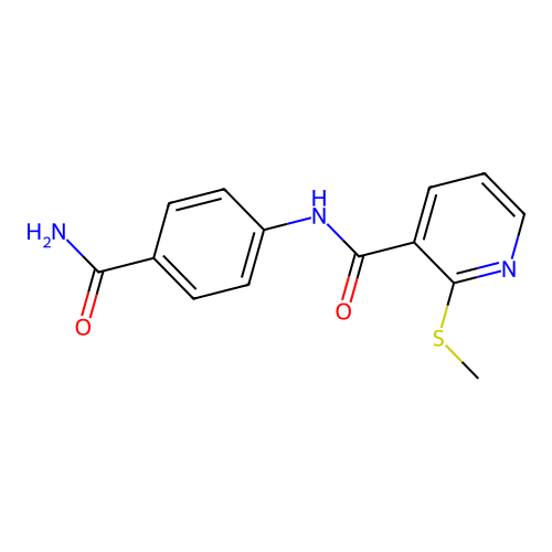 N-(4-carbamoylphenyl)-2-(methylsulfanyl)pyridine-3-carboxamide structure