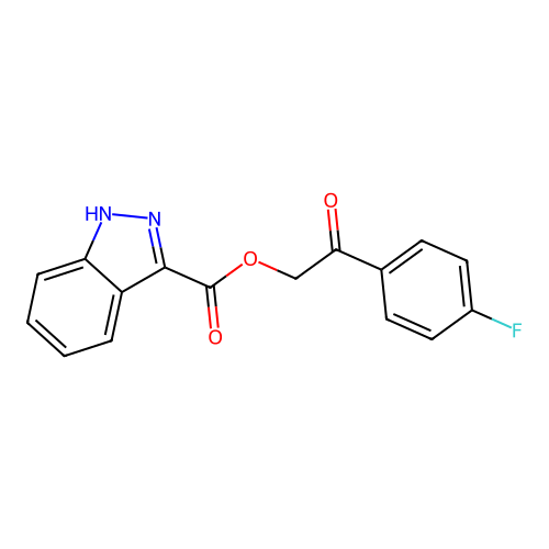 [2-(4-fluorophenyl)-2-oxoethyl] 1H-indazole-3-carboxylate structure