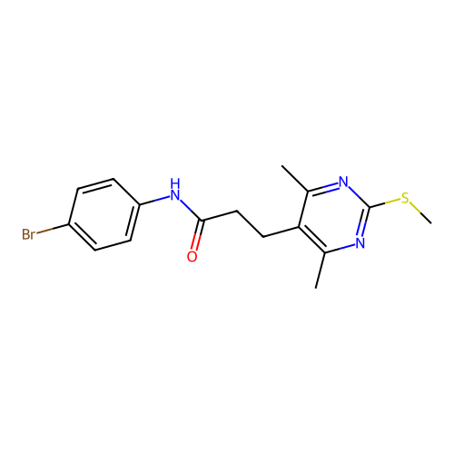 N-(4-bromophenyl)-3-[4,6-dimethyl-2-(methylsulfanyl)pyrimidin-5-yl]propanamide structure