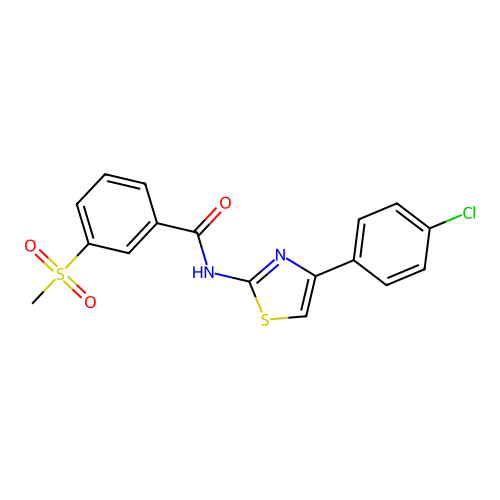 N-(4-(4-chlorophenyl)thiazol-2-yl)-3-(methylsulfonyl)benzamide structure