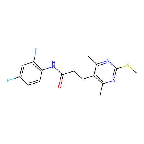 N-(2,4-difluorophenyl)-3-(4,6-dimethyl-2-methylsulfanylpyrimidin-5-yl)propanamide structure