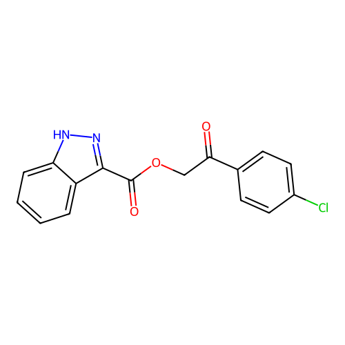 [2-(4-chlorophenyl)-2-oxoethyl] 1H-indazole-3-carboxylate structure