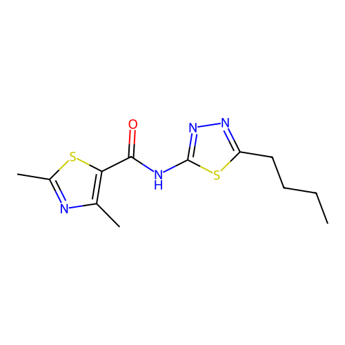 N-(5-butyl-1,3,4-thiadiazol-2-yl)-2,4-dimethyl-1,3-thiazole-5-carboxamide structure
