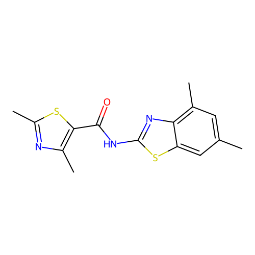 N-(4,6-dimethyl-1,3-benzothiazol-2-yl)-2,4-dimethyl-1,3-thiazole-5-carboxamide structure