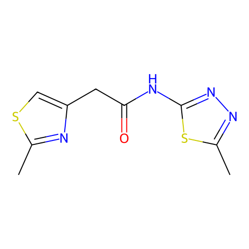 N-(5-methyl-1,3,4-thiadiazol-2-yl)-2-(2-methyl-1,3-thiazol-4-yl)acetamide structure