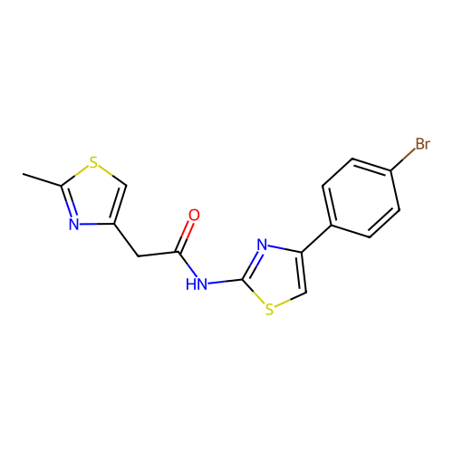 N-[4-(4-bromophenyl)-1,3-thiazol-2-yl]-2-(2-methyl-1,3-thiazol-4-yl)acetamide structure