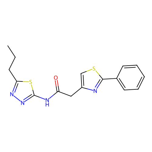 2-(2-phenyl-1,3-thiazol-4-yl)-N-(5-propyl-1,3,4-thiadiazol-2-yl)acetamide structure