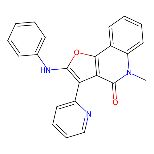 5-methyl-2-(phenylamino)-3-(pyridin-2-yl)furo[3,2-c]quinolin-4(5H)-one structure