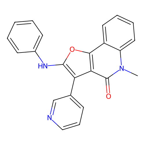 5-methyl-2-(phenylamino)-3-(pyridin-3-yl)furo[3,2-c]quinolin-4(5H)-one structure