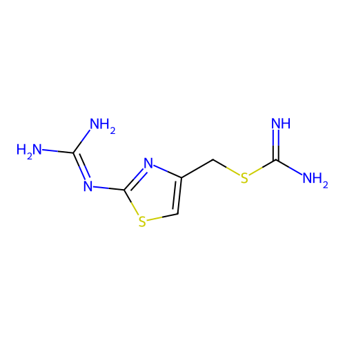 (2-((Diaminomethylidene)amino)thiazol-4-yl)methyl carbamimidothioate structure