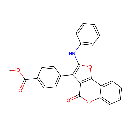 methyl 4-(4-oxo-2-(phenylamino)-4H-furo[3,2-c]chromen-3-yl)benzoate structure