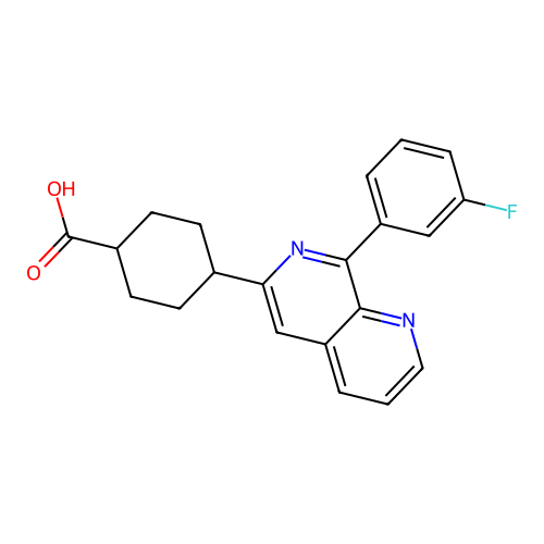 4-[8-(3-fluorophenyl)-1,7-naphthyridin-6-yl]cyclohexane-1-carboxylic Acid structure