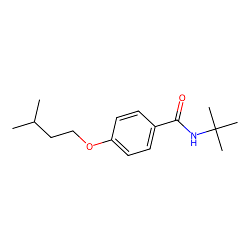 N-tert-butyl-4-(3-methylbutoxy)benzamide structure