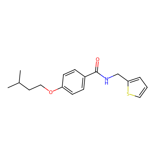 4-(3-methylbutoxy)-N-(thiophen-2-ylmethyl)benzamide structure