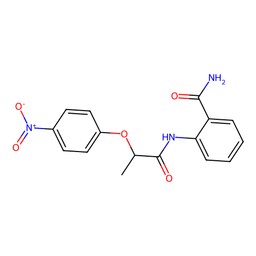 2-[2-(4-Nitrophenoxy)propanoylamino]benzamide structure