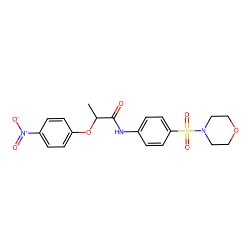 N-(4-morpholin-4-ylsulfonylphenyl)-2-(4-nitrophenoxy)propanamide structure