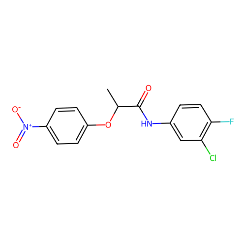 N-(3-chloro-4-fluorophenyl)-2-(4-nitrophenoxy)propanamide structure