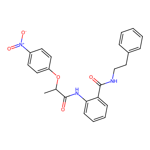 2-{[2-(4-nitrophenoxy)propanoyl]amino}-N-(2-phenylethyl)benzamide structure