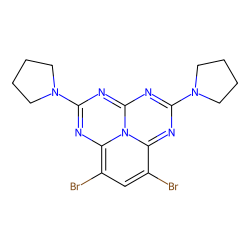 7,9-Dibromo-2,5-di(pyrrolidin-1-yl)-1,3,4,6,9b-pentaazaphenalene structure