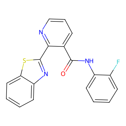 2-(1,3-benzothiazol-2-yl)-N-(2-fluorophenyl)pyridine-3-carboxamide structure