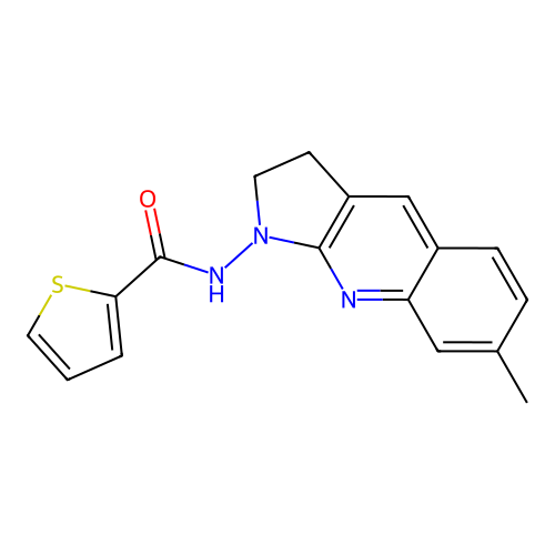 N-(7-methyl-2,3-dihydro-1H-pyrrolo[2,3-b]quinolin-1-yl)thiophene-2-carboxamide structure