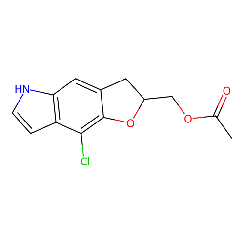 (8-chloro-3,5-dihydro-2H-furo[2,3-f]indol-2-yl)methyl acetate structure