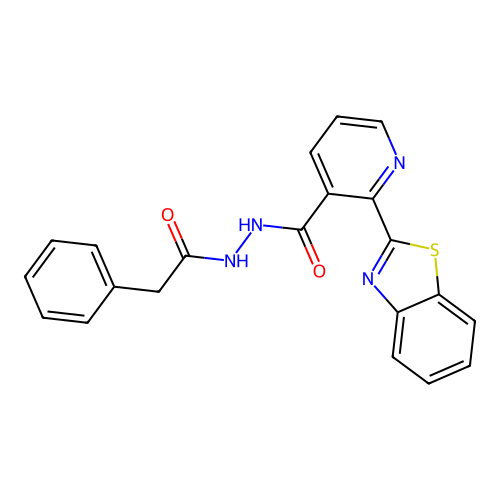 2-(1,3-benzothiazol-2-yl)-N'-(phenylacetyl)pyridine-3-carbohydrazide structure