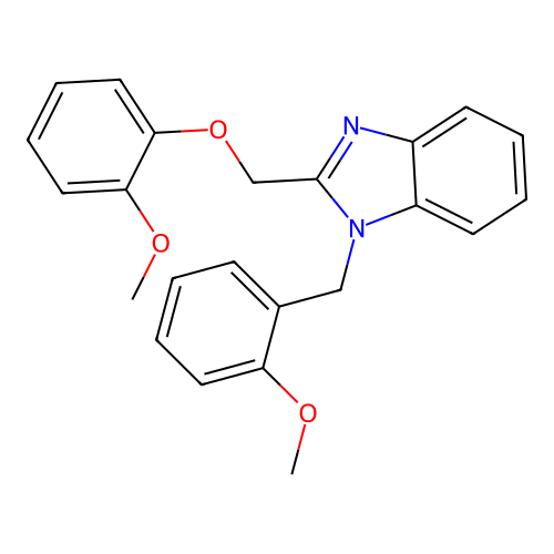 2-[(2-Methoxyphenoxy)methyl]-1-[(2-methoxyphenyl)methyl]benzimidazole structure