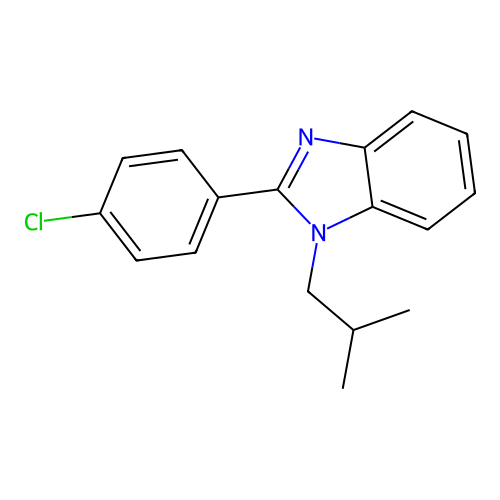2-(4-chlorophenyl)-1-(2-methylpropyl)-1H-benzimidazole structure