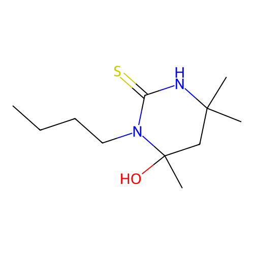 3-Butyl-4-hydroxy-4,6,6-trimethylhexahydropyrimidin-2-thione structure