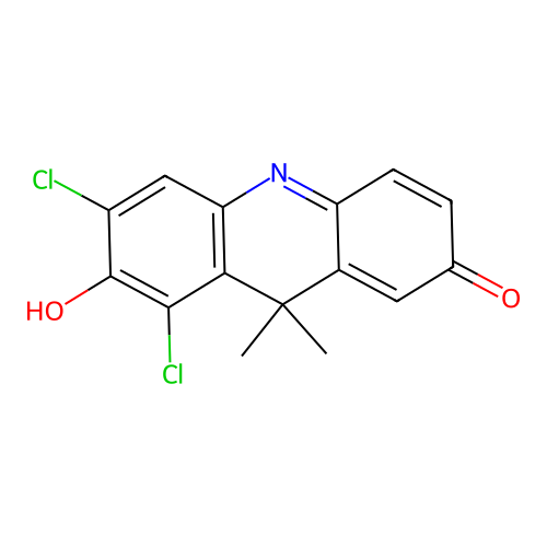 1,3-dichloro-7-hydroxy-9,9-dimethylacridin-2(9H)-one structure