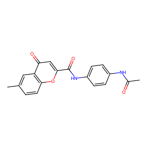 N-[4-(acetylamino)phenyl]-6-methyl-4-oxo-4H-chromene-2-carboxamide structure
