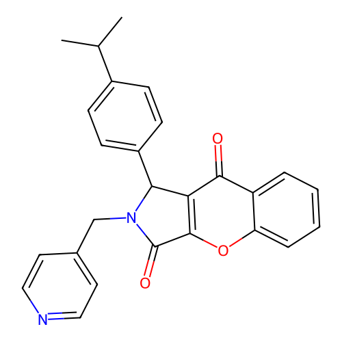 1-[4-(propan-2-yl)phenyl]-2-(pyridin-4-ylmethyl)-1,2-dihydrochromeno[2,3-c]pyrrole-3,9-dione structure