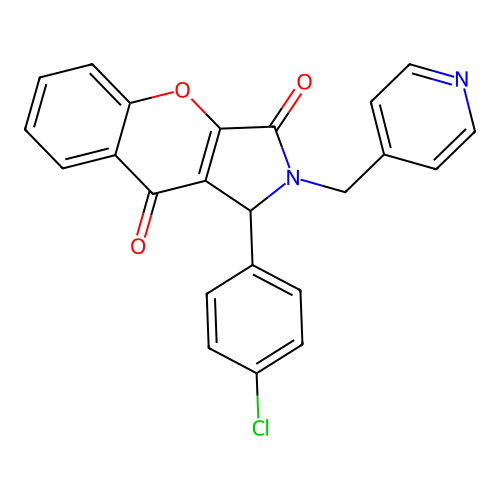 1-(4-chlorophenyl)-2-(pyridin-4-ylmethyl)-1,2-dihydrochromeno[2,3-c]pyrrole-3,9-dione structure