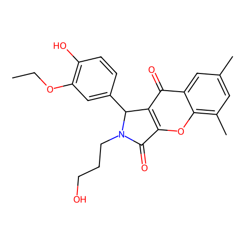 1-(3-ethoxy-4-hydroxyphenyl)-2-(3-hydroxypropyl)-5,7-dimethyl-1,2-dihydrochromeno[2,3-c]pyrrole-3,9-dione structure
