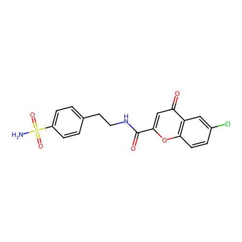 6-chloro-4-oxo-N-[2-(4-sulfamoylphenyl)ethyl]-4H-chromene-2-carboxamide structure