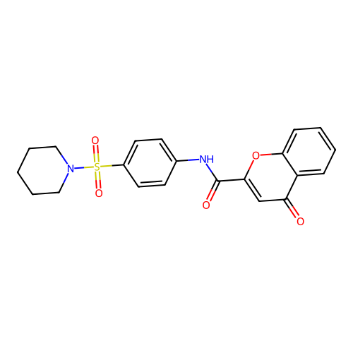 4-oxo-N-[4-(piperidin-1-ylsulfonyl)phenyl]-4H-chromene-2-carboxamide structure