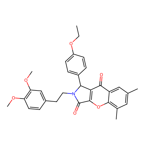 2-[2-(3,4-dimethoxyphenyl)ethyl]-1-(4-ethoxyphenyl)-5,7-dimethyl-1,2-dihydrochromeno[2,3-c]pyrrole-3,9-dione structure