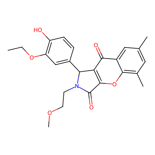 1-(3-ethoxy-4-hydroxyphenyl)-2-(2-methoxyethyl)-5,7-dimethyl-1,2-dihydrochromeno[2,3-c]pyrrole-3,9-dione structure