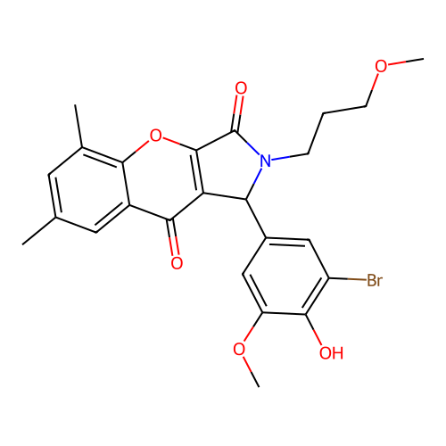 1-(3-bromo-4-hydroxy-5-methoxyphenyl)-2-(3-methoxypropyl)-5,7-dimethyl-1,2-dihydrochromeno[2,3-c]pyrrole-3,9-dione structure